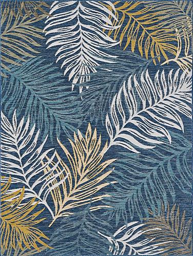 Dahlia Ivory Blue Palms Area Rug by KAS Rugs