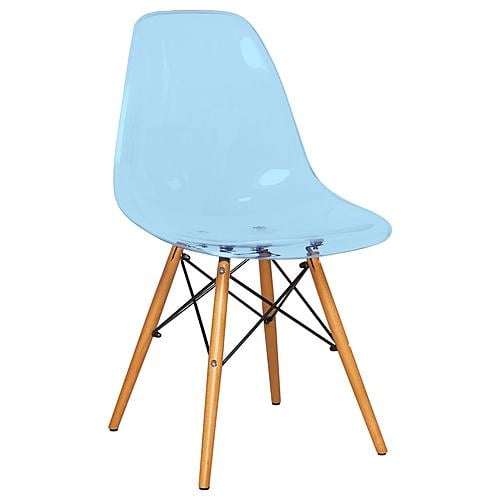 Dover Molded Side Chair, Transparent Blue by LeisureMod