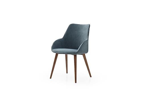 1353 Blue Fabric Dining Chairs w/Walnut Wood Legs (Set of 2) by ESF