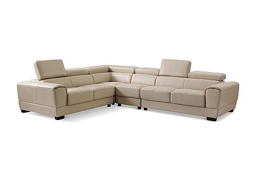 2786 Light Beige Thick Leather Sectional Sofa by ESF