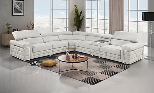 378 Light Gray Leather Sectional Sofa by ESF