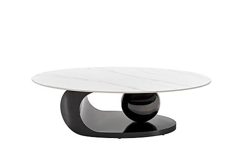 B440 White Coffee Table w/Black Base by ESF