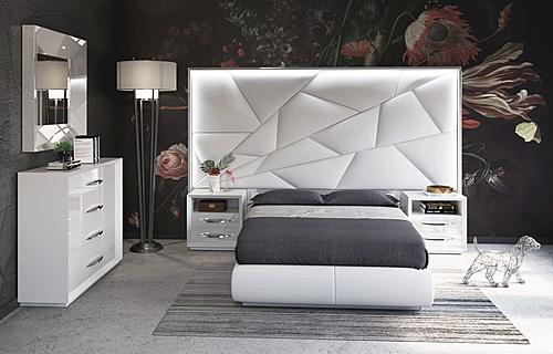 Majesty White Bedroom Set w/Light and Carmen Cases by ESF