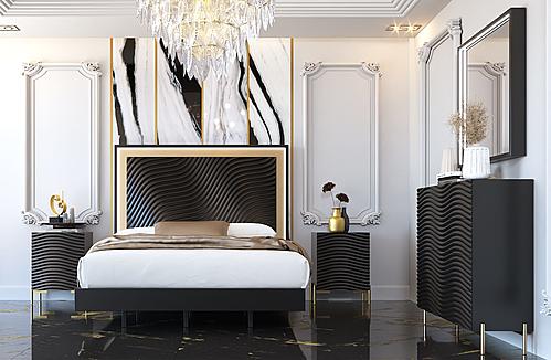 Wave Dark Gray Bedroom Set by ESF