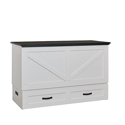 Elite Series Barn Cabinet Bed White with Black Top by CabinetBed