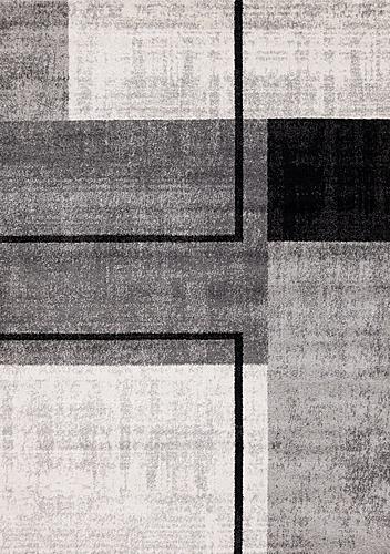 Eclipse Grey Black White Modern Geometric Design Rug by Kalora