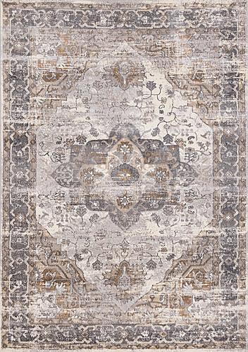 Emory Taupe White Brown Elegant Medallion Rug by Kalora