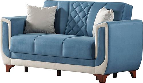Berre Convertible Loveseat Sleeper, Blue by Furnia Furniture