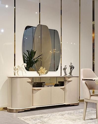 Paris Dining Room Console w/Mirror, Cream by Furnia Furniture