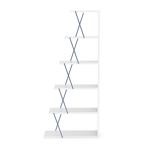 Tars Mini Bookcase, White/Blue by Furnia Furniture