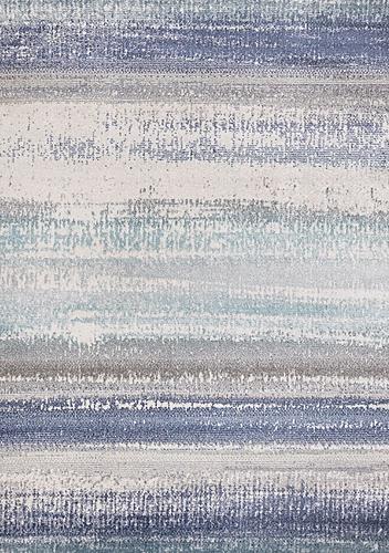 Fresco Blue White Grey Layered Distressed Rug by Kalora