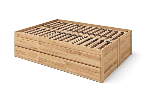 Captains Bed with Double Layer Drawers - Queen Size - Eco-Friendly Solid Beech Wood by Comfort Pure