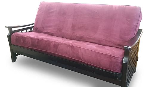 Suede Burgundy Futon Cover Full w/Piping (54