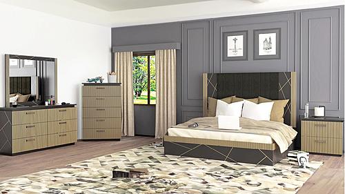 Allure PG15 Black & Gold Wood Bedroom Set by Galaxy Furniture