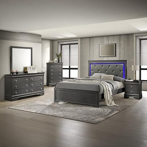 Blaze Gray Wood Upholstered Bedroom Set by Galaxy Furniture