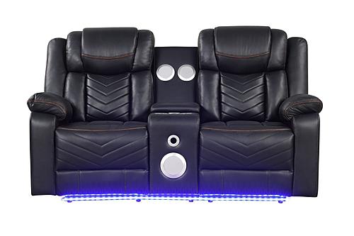 Challenger Black Faux Leather Reclining Loveseat by Galaxy Furniture