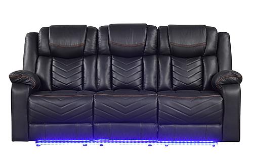 Challenger Black Faux Leather Reclining Sofa by Galaxy Furniture