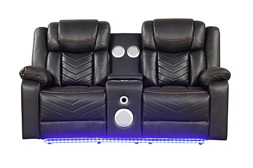 Challenger Gray Faux Leather Reclining Loveseat by Galaxy Furniture