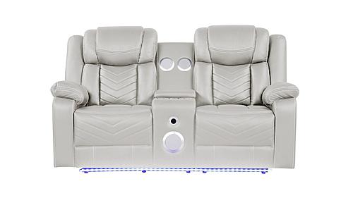 Challenger Ice Faux Leather Reclining Loveseat by Galaxy Furniture