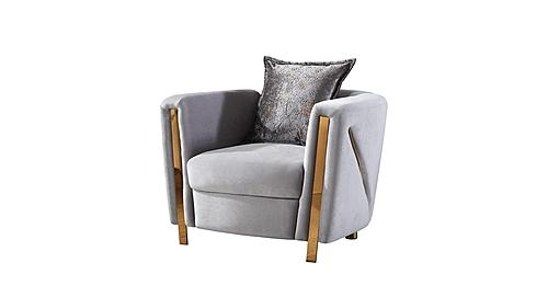 Chanelle Gray Thick Velvet Fabric Upholstered Chair by Galaxy Furniture