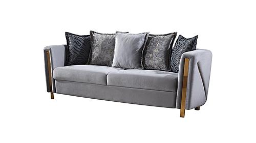 Chanelle Gray Thick Velvet Fabric Upholstered Sofa by Galaxy Furniture