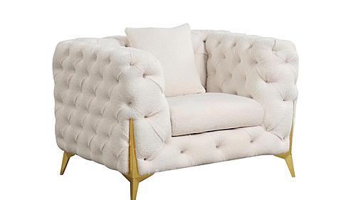 Contempo Cream Button-Tufted Velvet Upholstered Chair by Galaxy Furniture