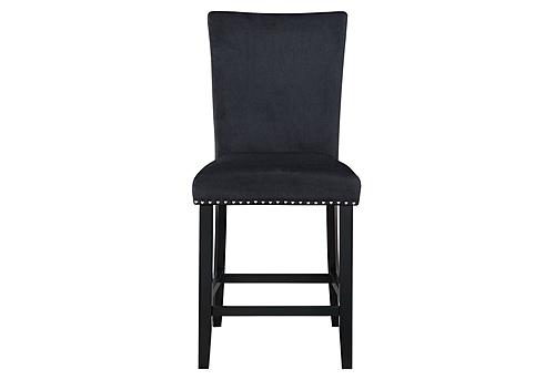 D04 Black Velvet Bar Stool (Set of 2) by Global Furniture