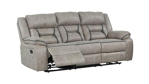 Denali Gray Faux Leather Upholstered Sofa by Galaxy Furniture