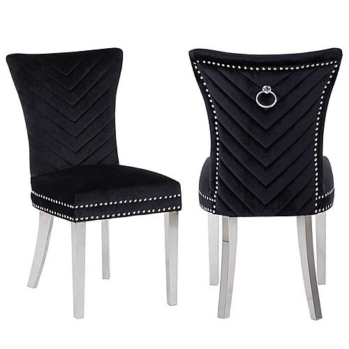 Eva Velvet Fabric Dining Chairs w/Stainless Steel Legs (Set of 2) by Galaxy Furniture