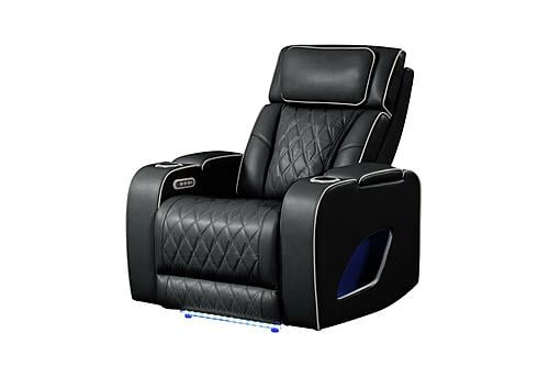 Fortuner Black Faux Leather Recliner Chair by Galaxy Furniture