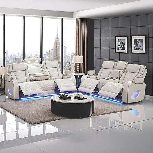 Fortuner Ice Faux Leather Reclining Sofa & Loveseat by Galaxy Furniture