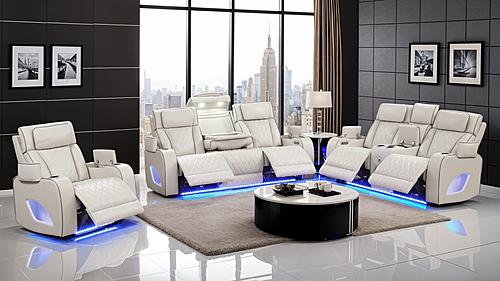 Fortuner Ice Faux Leather Reclining Sofa, Loveseat & Chair by Galaxy Furniture