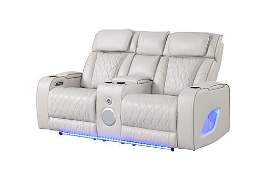 Fortuner Ice Faux Leather Reclining Loveseat w/LED by Galaxy Furniture