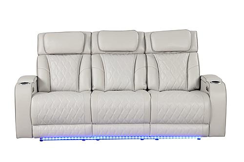 Fortuner Ice Faux Leather Reclining Sofa w/LED by Galaxy Furniture