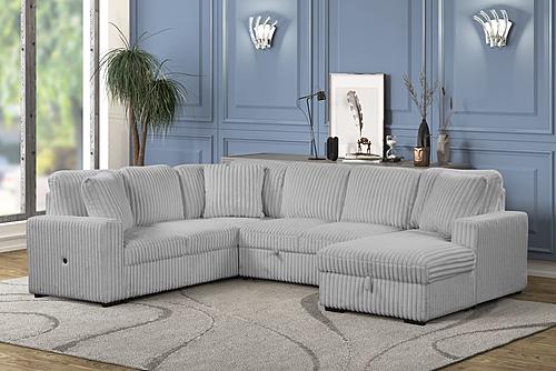Grande Gray Velvet Sectional Sofa by Galaxy Furniture