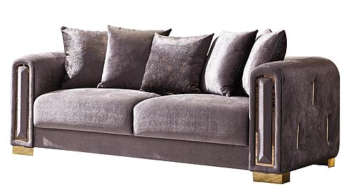 Impreza Silver Thick Velvet Fabric Upholstered Sofa by Galaxy Furniture