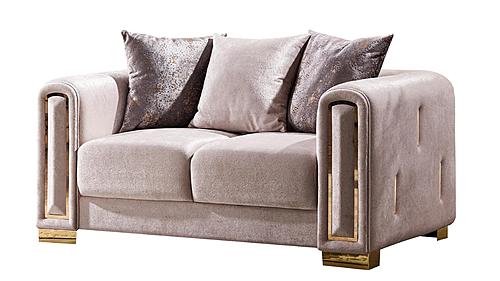 Impreza Beige Thick Velvet Fabric Upholstered Loveseat by Galaxy Furniture