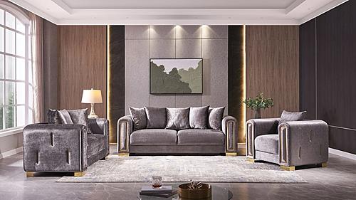 Impreza Silver Velvet Sofa, Loveseat & Chair by Galaxy Furniture