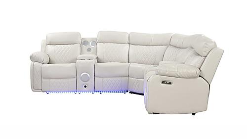 Lacrosse Ice Leather Power Recliner Sectional Sofa by Galaxy Furniture