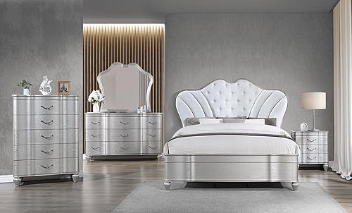 Landmark Silver Wood Upholstered Bedroom Set by Galaxy Furniture