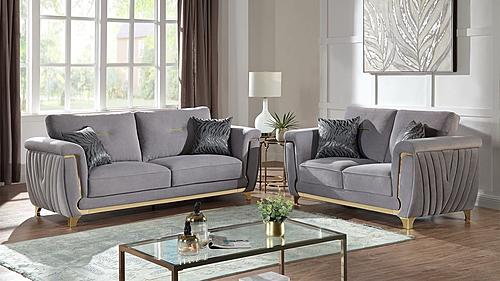 Leena Gray Sofa & Loveseat by Galaxy Furniture