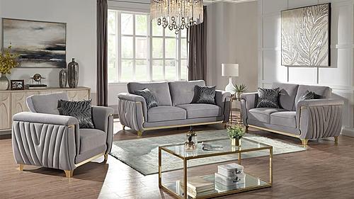 Leena Gray Sofa, Loveseat & Chair by Galaxy Furniture