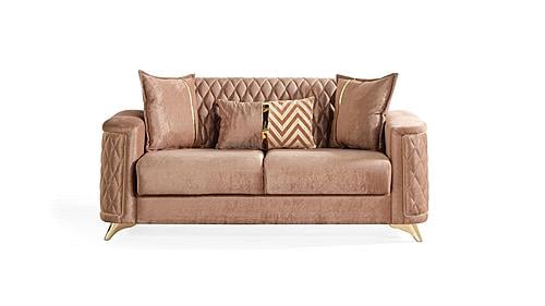 Luna Copper Thick Velvet Fabric Upholstered Loveseat by Galaxy Furniture
