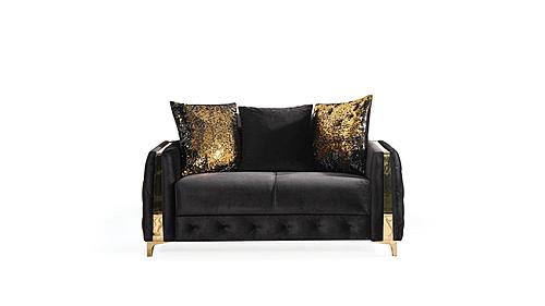 Lust Black Polyester Fabric Upholstery Loveseat by Galaxy Furniture