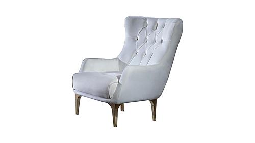 Lust Off White Polyester Fabric Upholstery Chair by Galaxy Furniture
