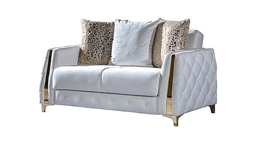 Lust Off White Polyester Fabric Upholstery Loveseat by Galaxy Furniture