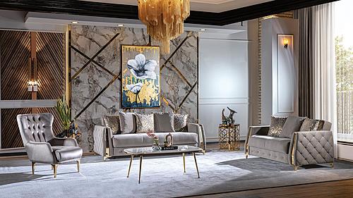 Lust Taupe Polyester Fabric Upholstery Sofa & Loveseat by Galaxy Furniture