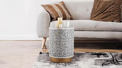 Luxe Gray End Table w/Gold Base by Galaxy Furniture