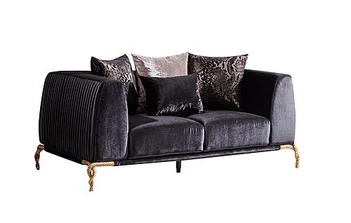 Majestic Black Solid Wood & Velvet Fabric Loveseat by Galaxy Furniture