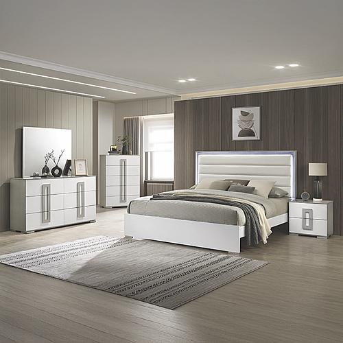 Olivia White Wood Upholstered Bedroom Set by Galaxy Furniture